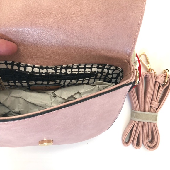 Round Handle Purse Satchel Cross Body New Pink - Picture 7 of 7